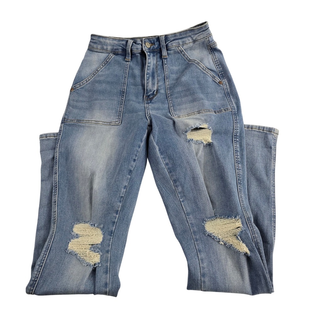 Judy Blue Womens Boyfriend Jeans Distressed Light Wash Denim Size 7/28